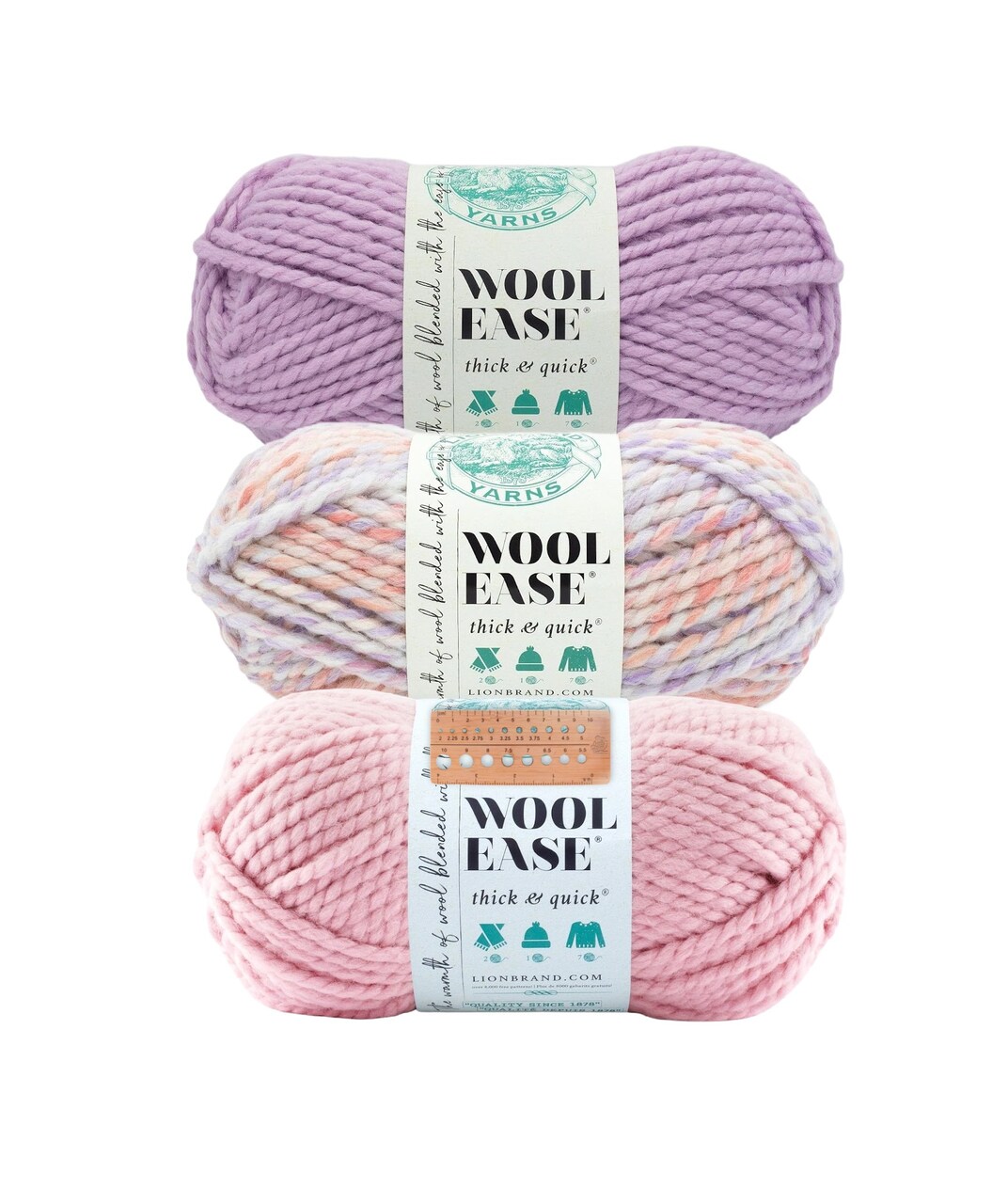 Lion Brand Yarn - Wool-Ease Thick & Quick - 3 Skein Assortment (Dollhouse)